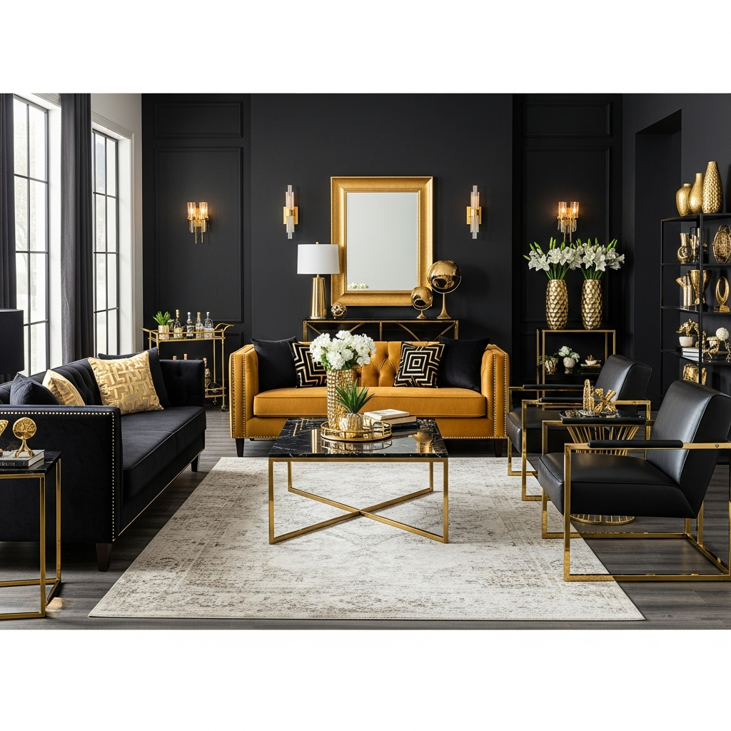 22 Black and Gold Living Room Ideas That Feel Luxe