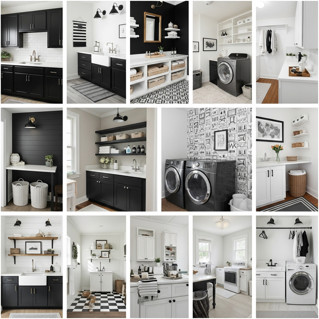 15 Black and White Laundry Room Ideas That Look Clean